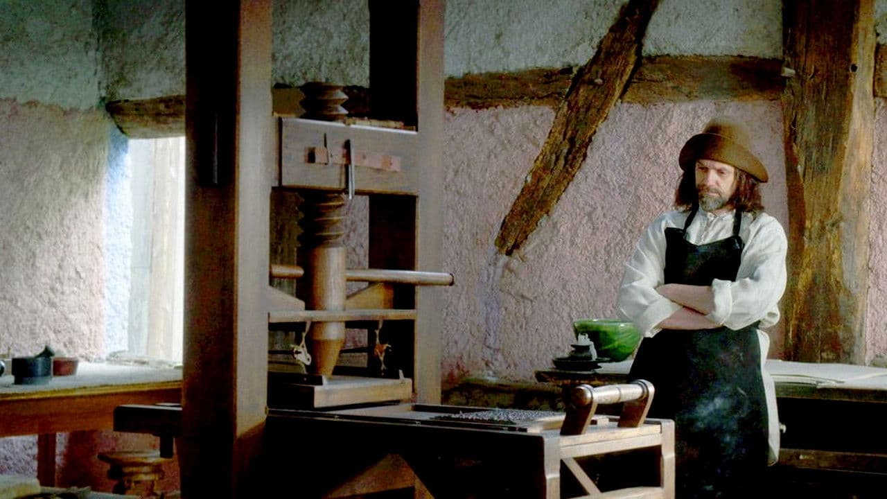 Backdrop – Gutenberg - Genie und Geschäftsmann