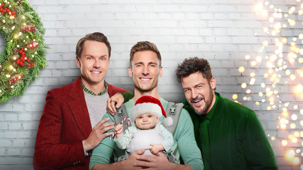 Backdrop – Drei Weihnachtsmänner und ein Baby