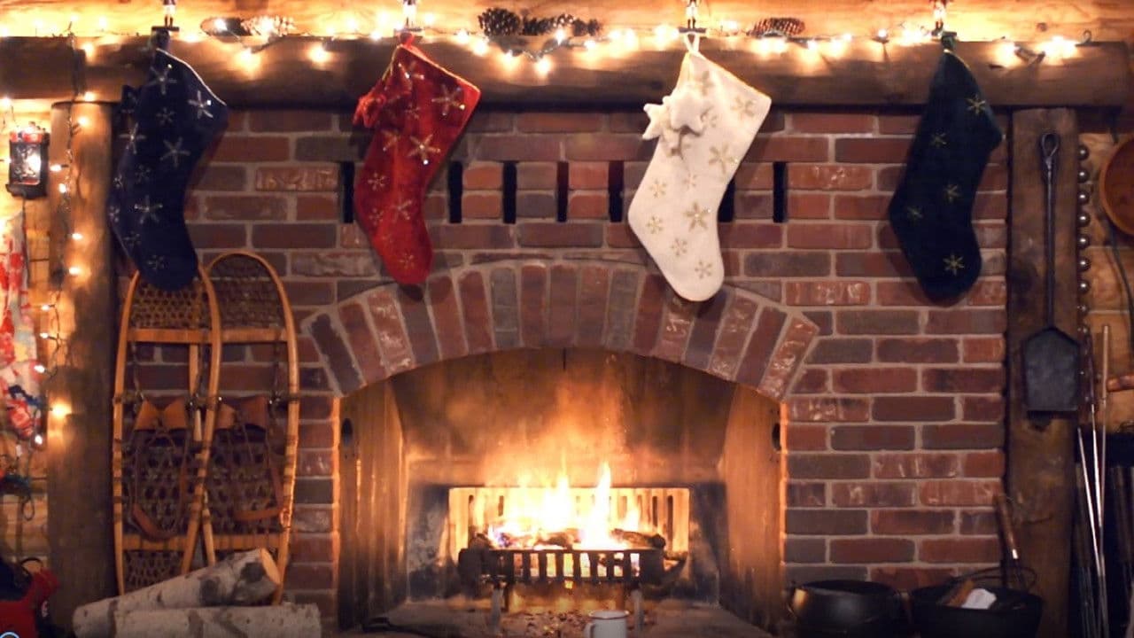 Backdrop – Christmas Yule Log Fireplace